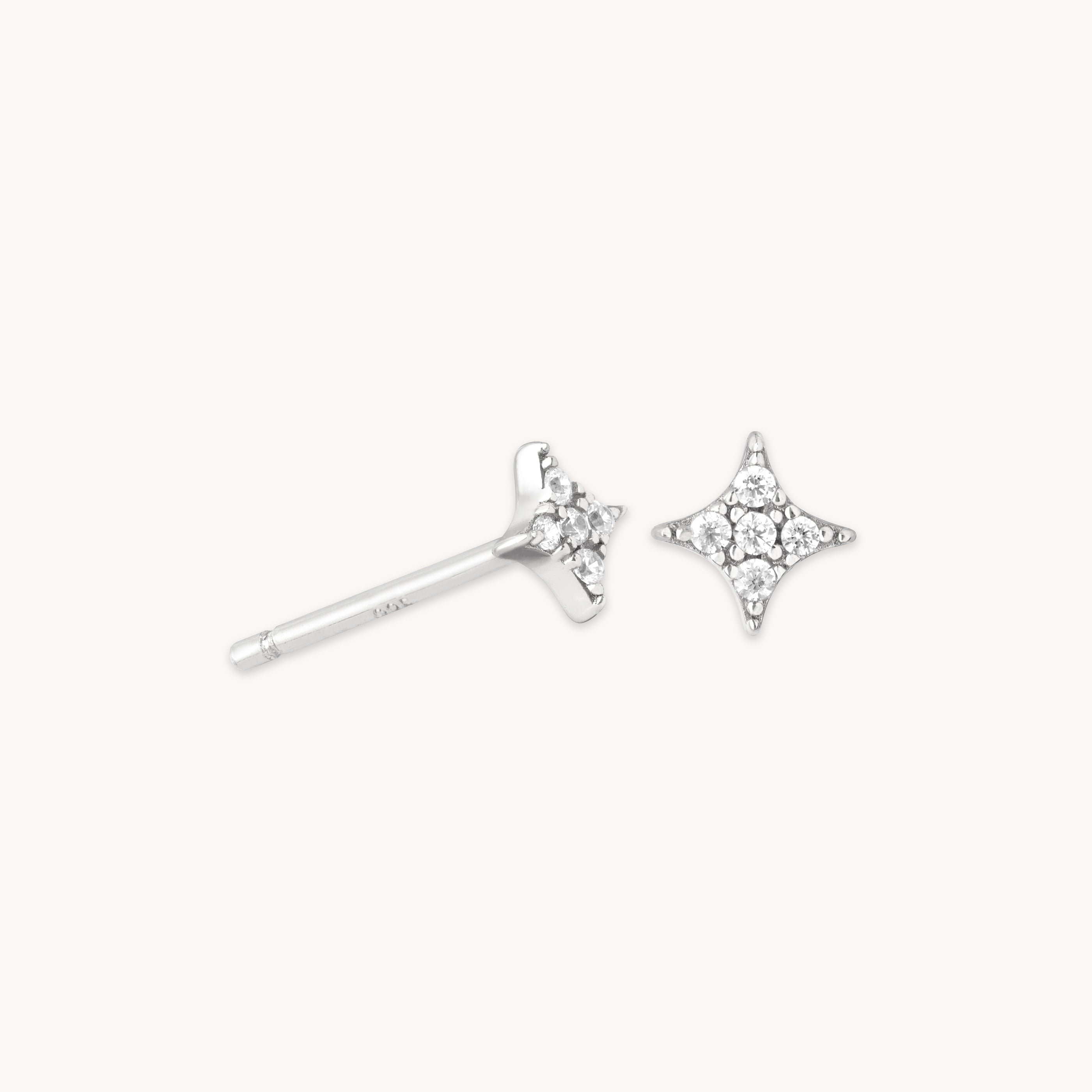 Cosmic Star Crystal Stud Earrings in Silver