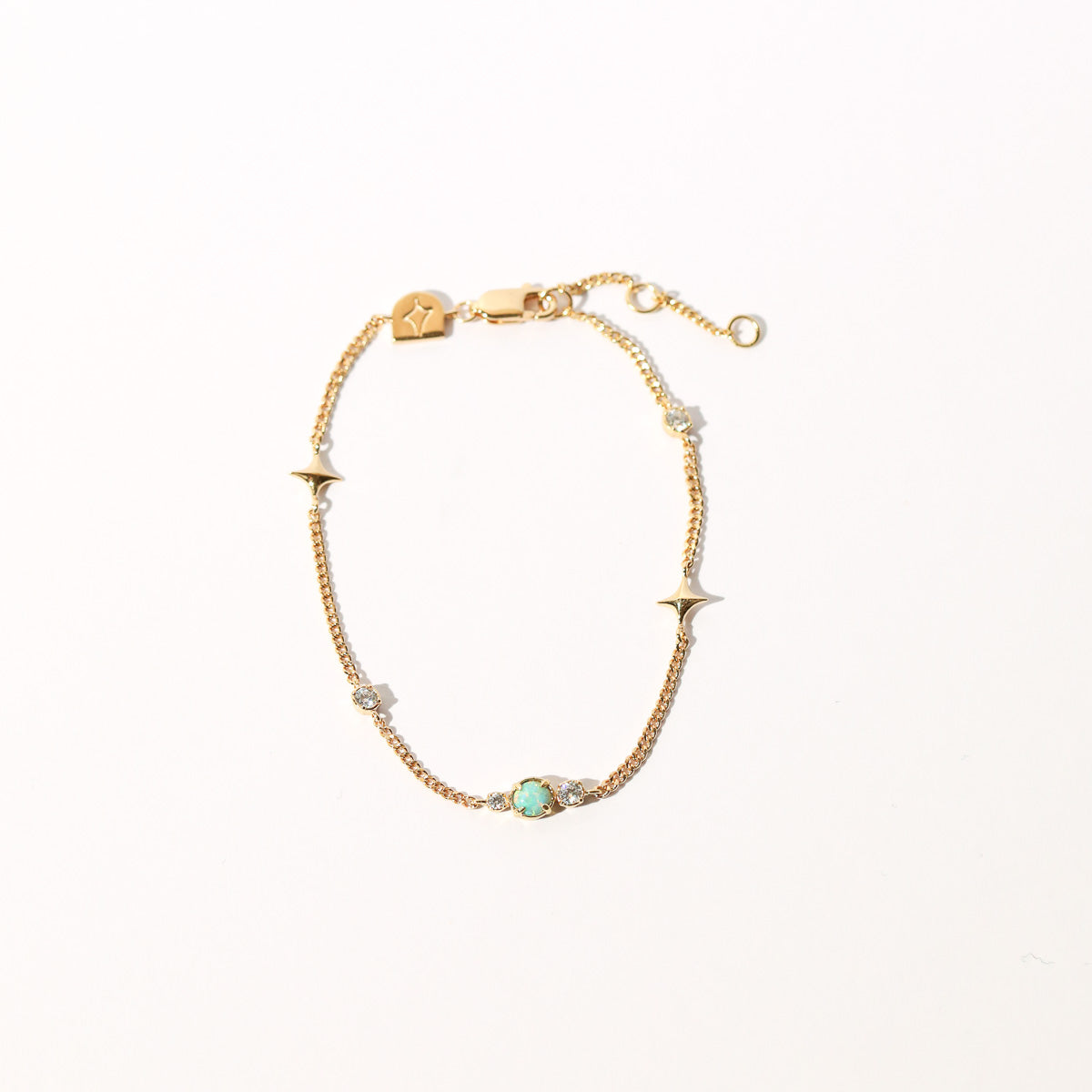 Cosmic Star Opal Bracelet in Gold flat lay shot