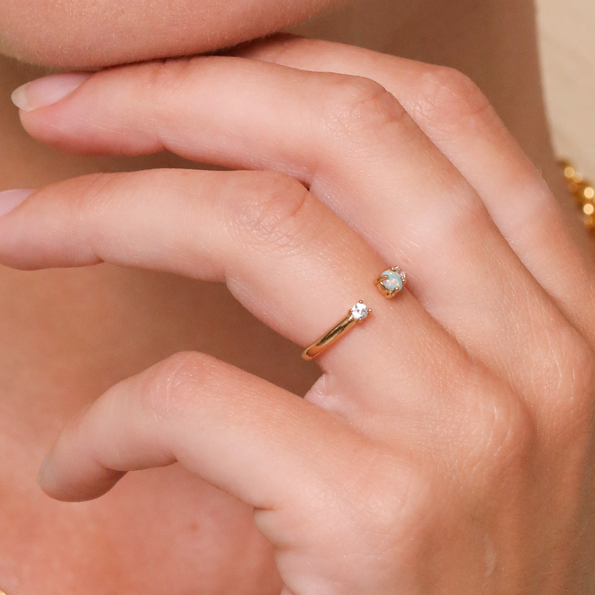 Aura Opal Ring in Gold worn