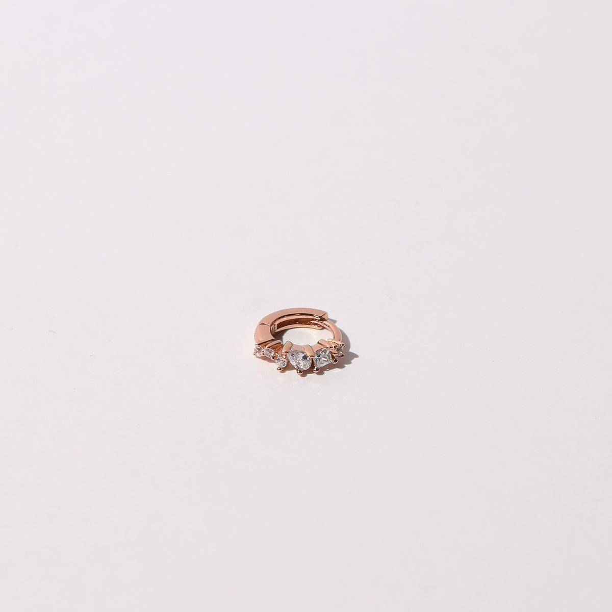 Celestial Crystal Hoop 6.5mm in Rose Gold flat lay