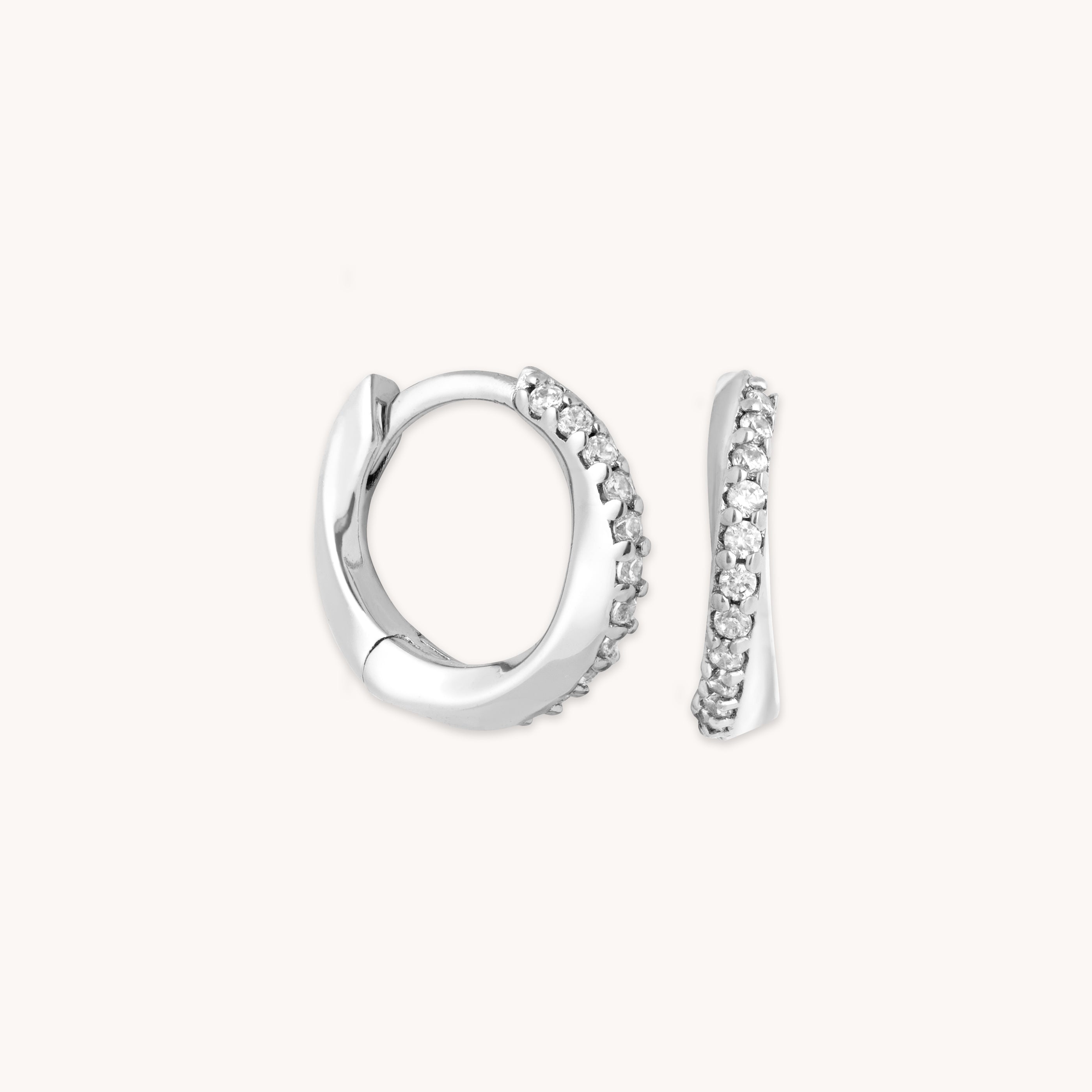 Orbit Crystal Huggies in Silver
