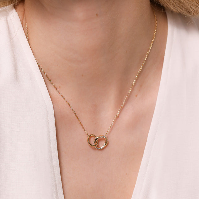 Orbit Crystal Chain Necklace in Gold worn