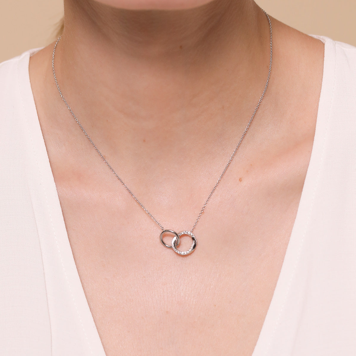 Orbit Crystal Chain Necklace in Silver Worn