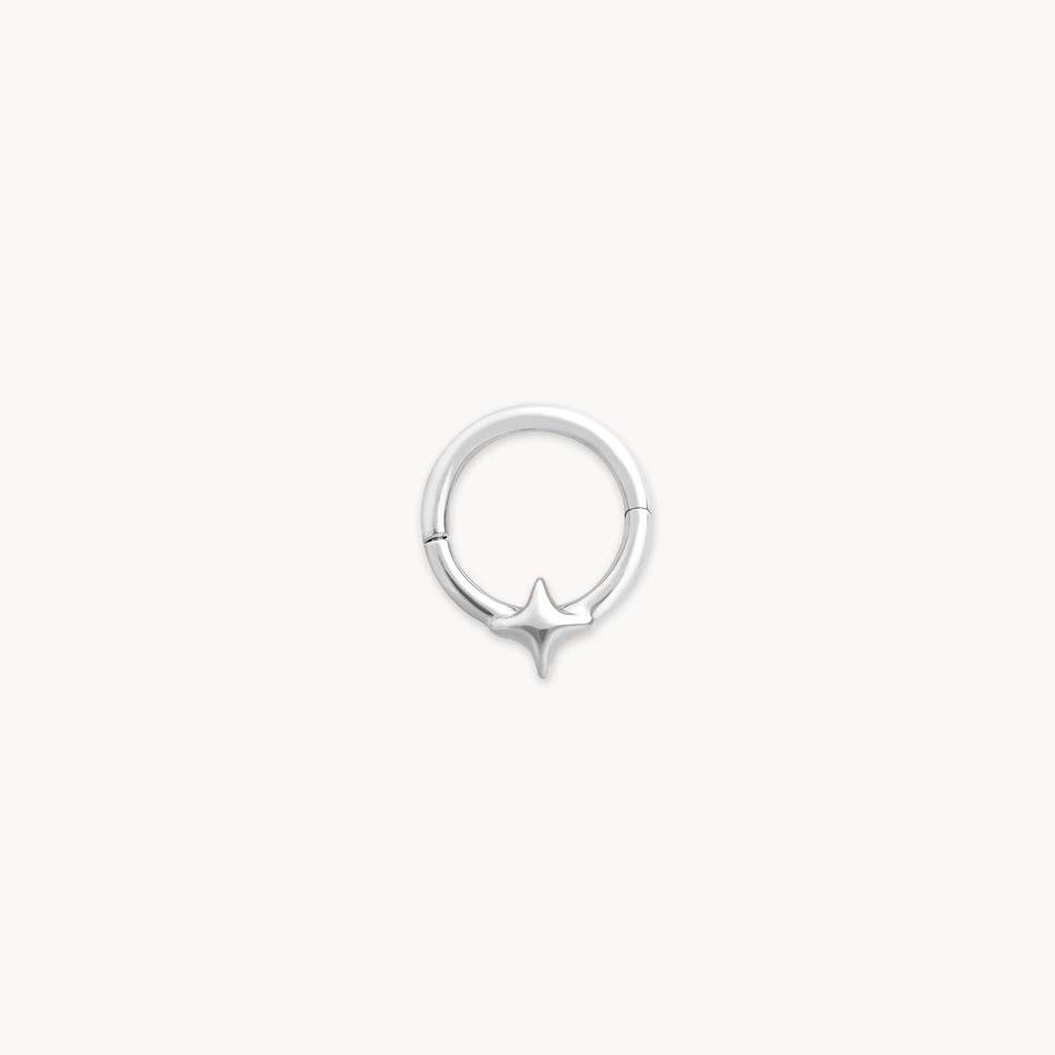 Cosmic Star Daith Hoop in Solid White Gold