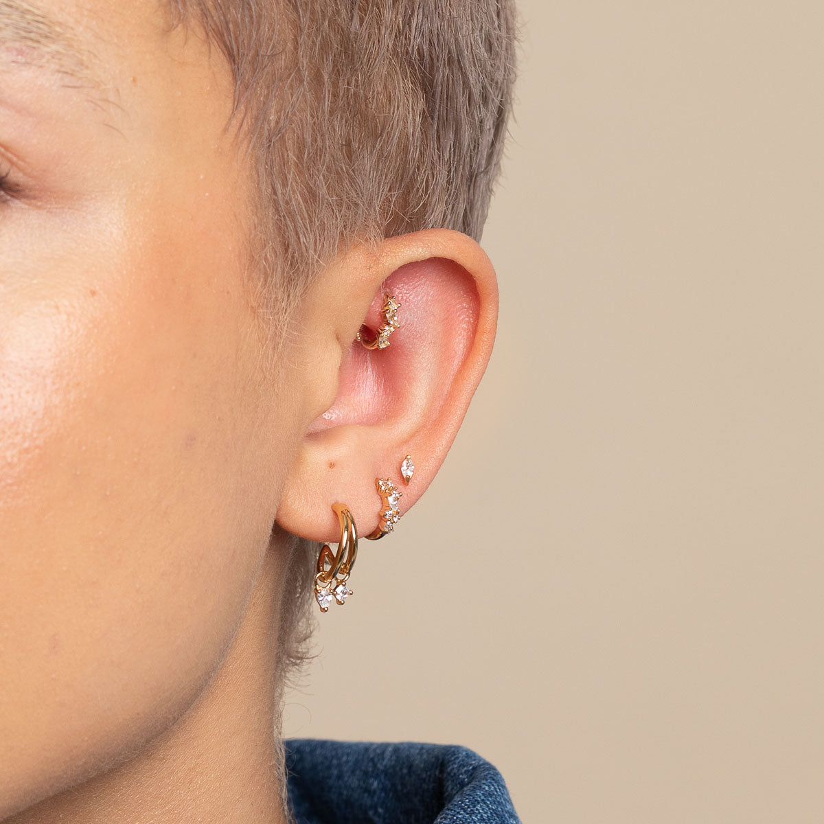 Solid Gold Hoop Piercing Earrings | Astrid & Miyu