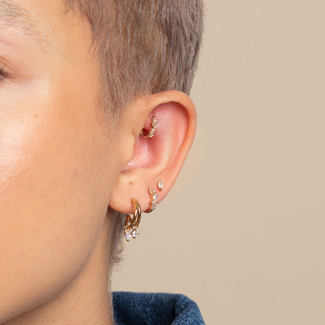 Cluster Topaz Rook Hoop in Solid Gold