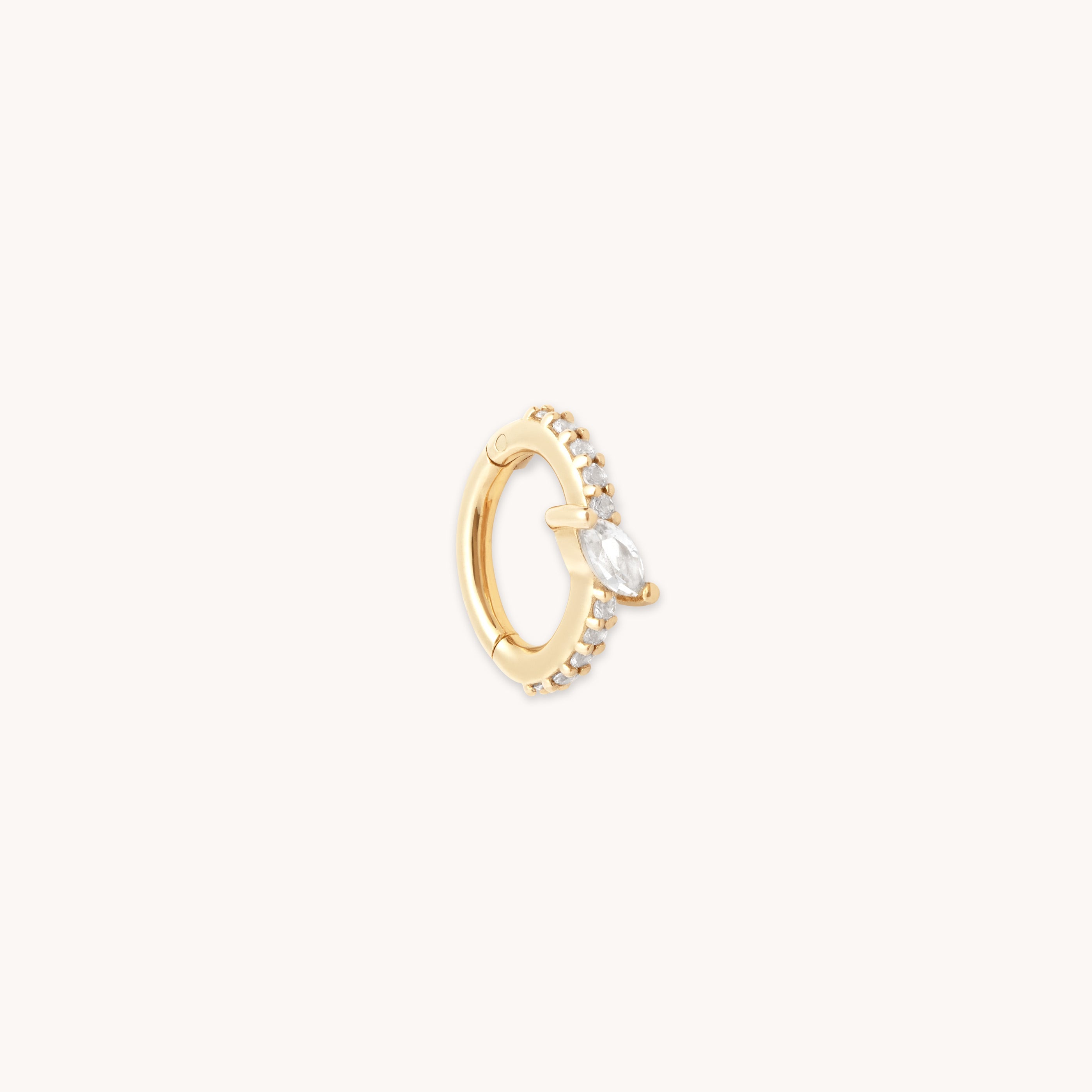 Navette Topaz Solid Gold Rook Hoop | Astrid & Miyu Earrings