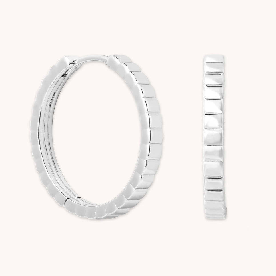 Pleated Hoops in Silver