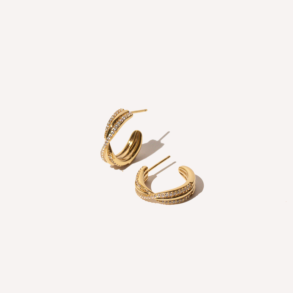 Twist Pavé Hoops in Gold