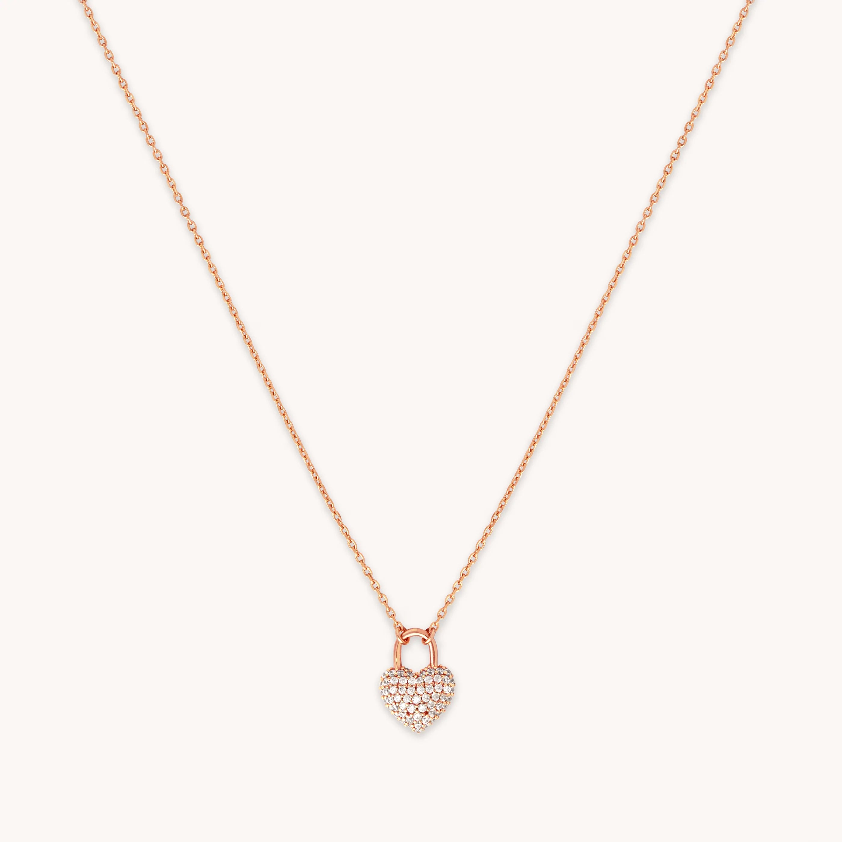 Heart Pave Pendant Necklace in Rose Gold