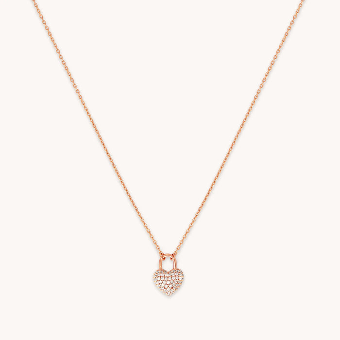 Heart Pave Pendant Necklace in Rose Gold