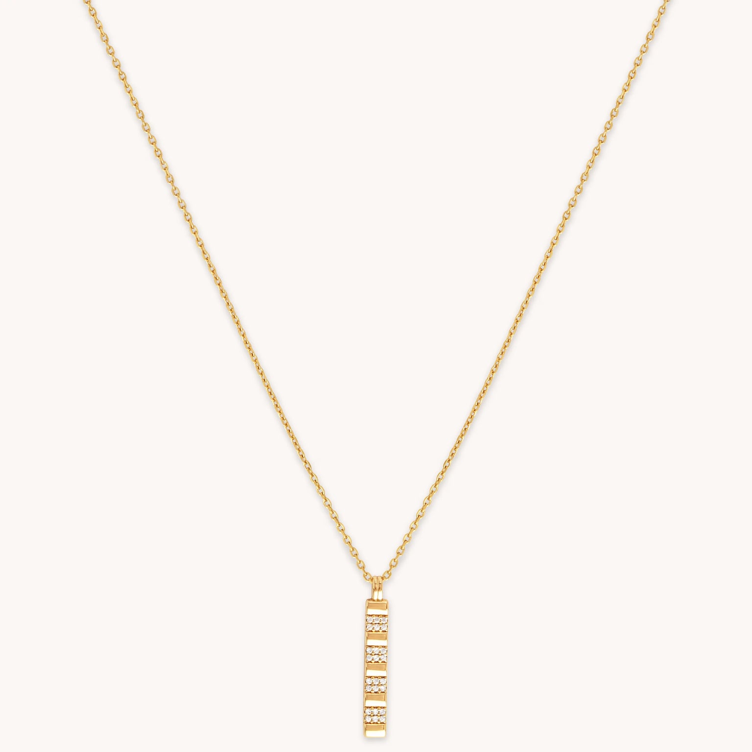 Pleated Crystal Pendant Necklace in Gold