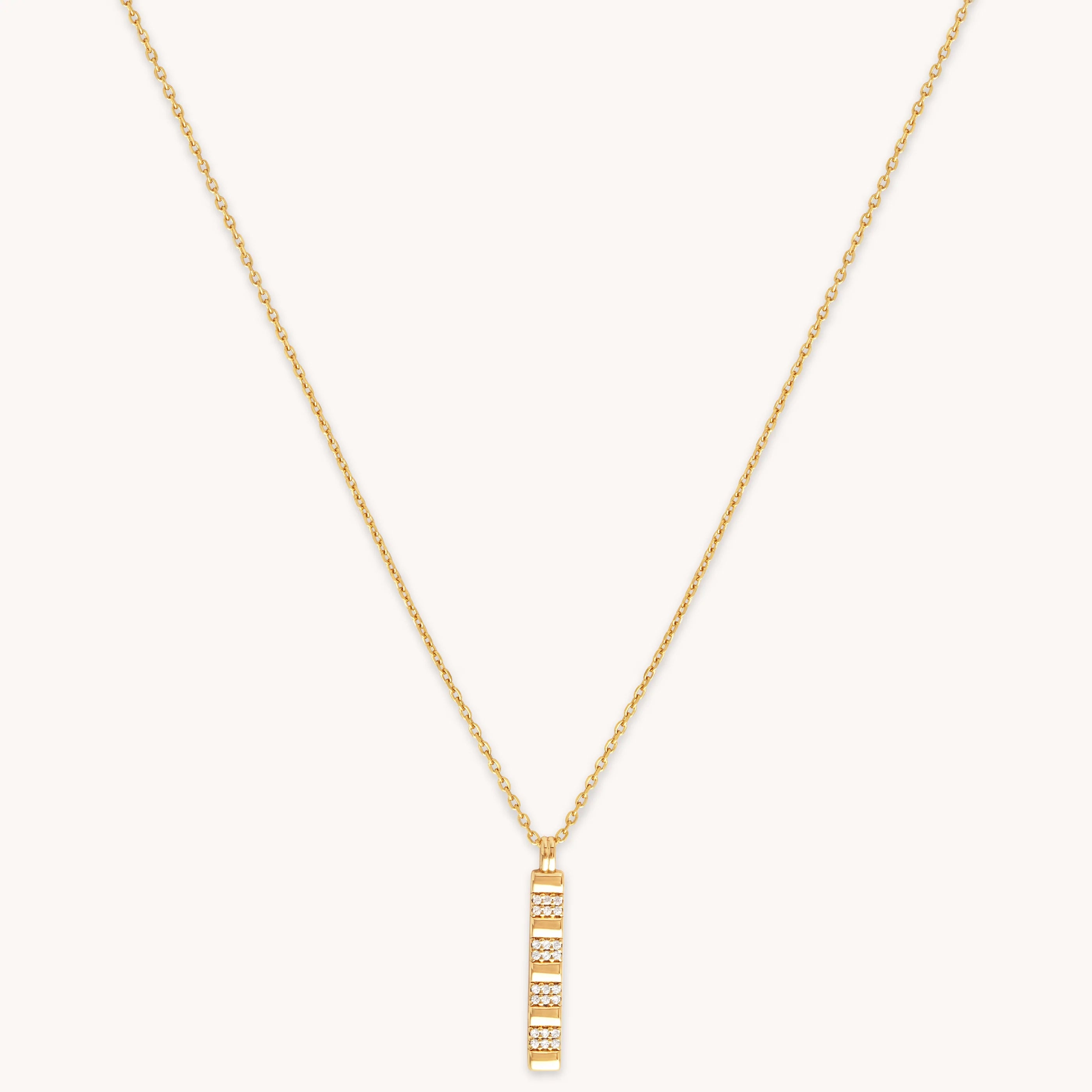 Pleated Crystal Pendant Necklace in Gold