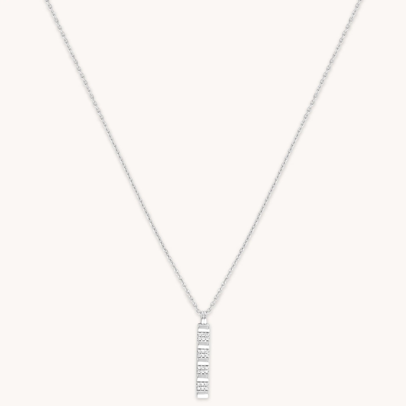 Pleated Crystal Pendant Necklace in Silver