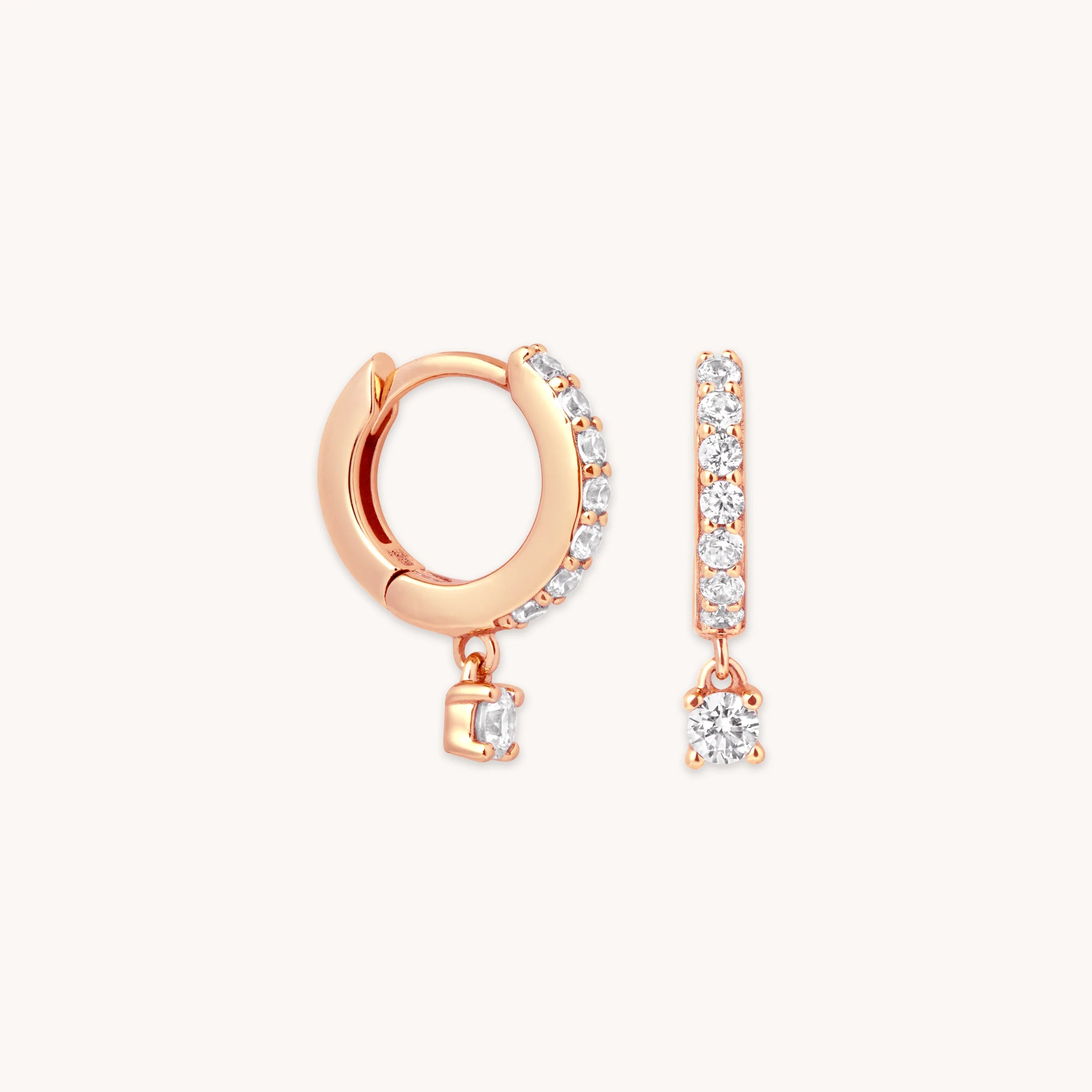 Charm Crystal Huggies in Rose Gold