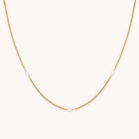 Station Navette Crystal Necklace in Gold