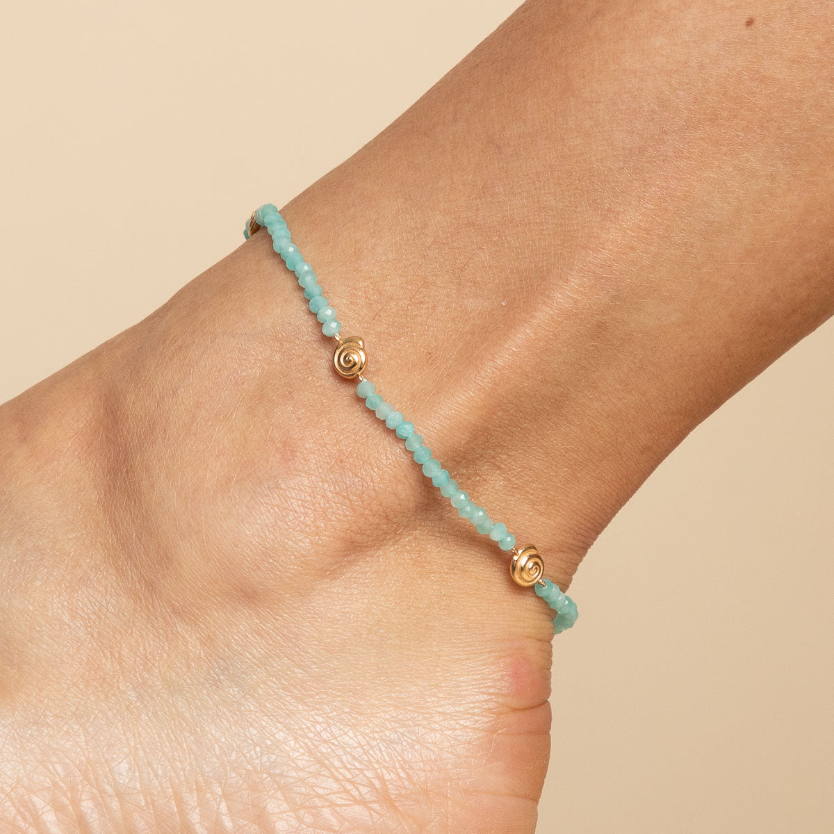 Amazonite Shell Anklet in Gold