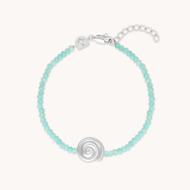 Amazonite Shell Charm Bracelet in Silver