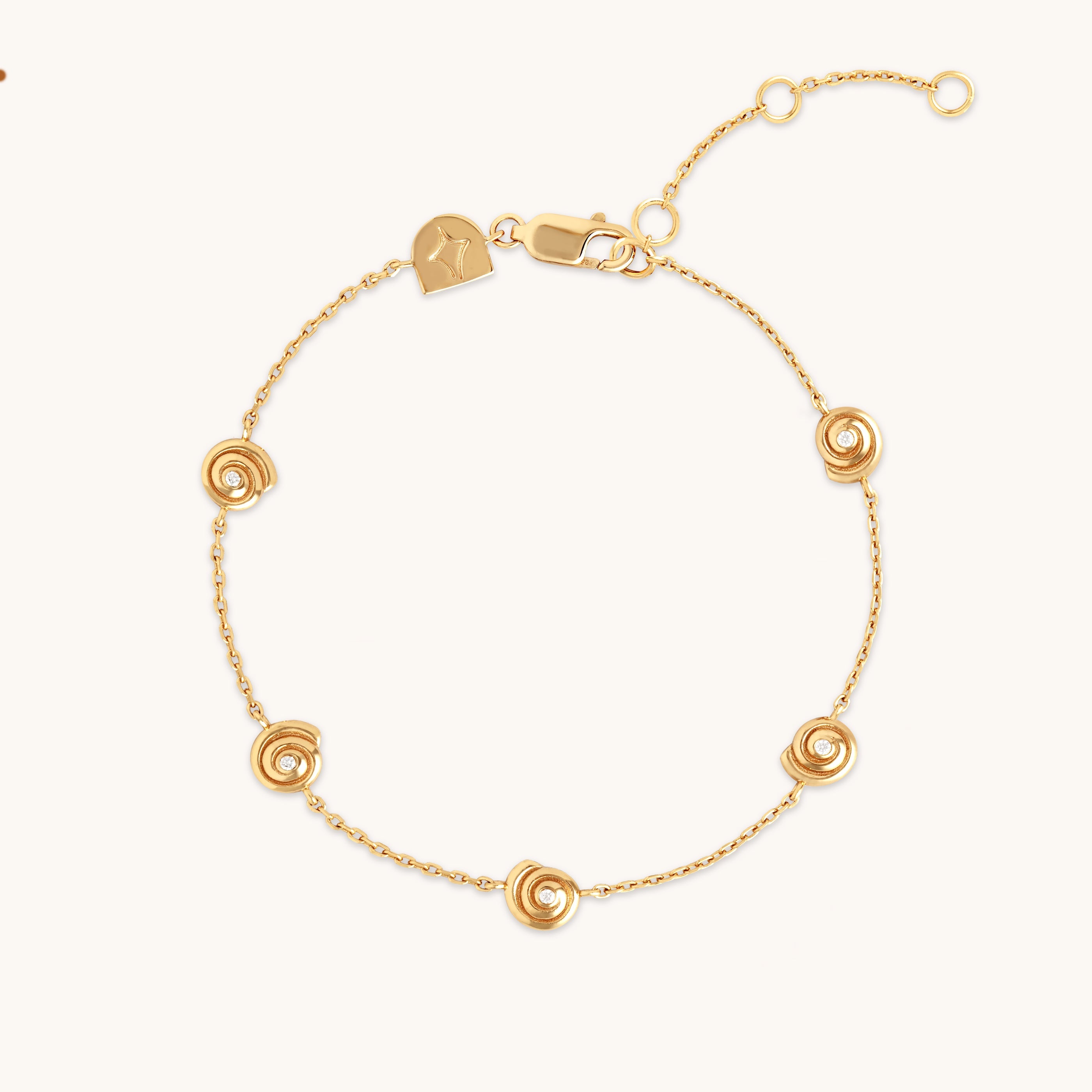 Shell Crystal Charm Bracelet in Gold