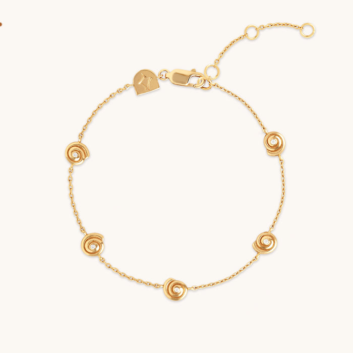 Shell Crystal Charm Bracelet in Gold