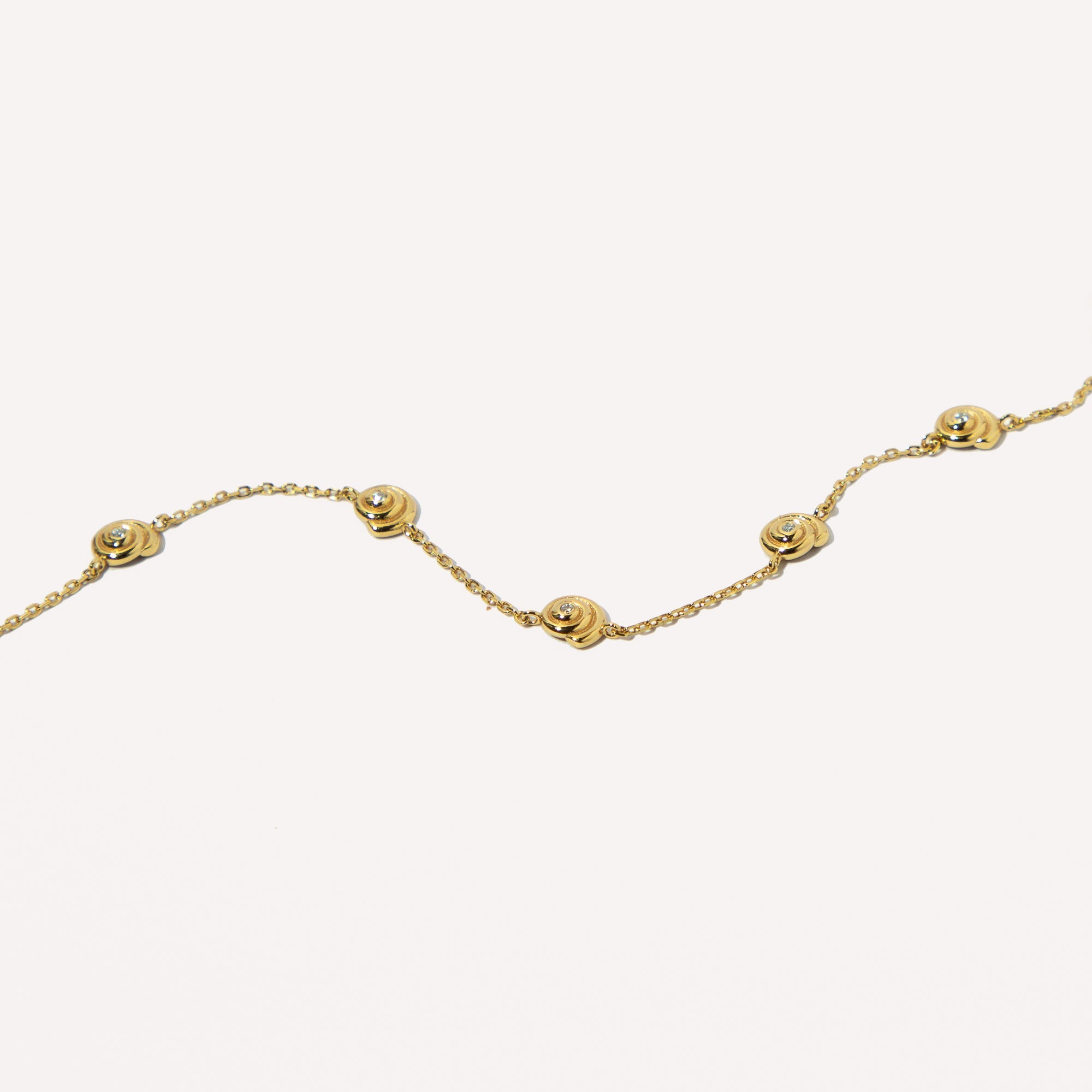 Shell Crystal Charm Bracelet in Gold