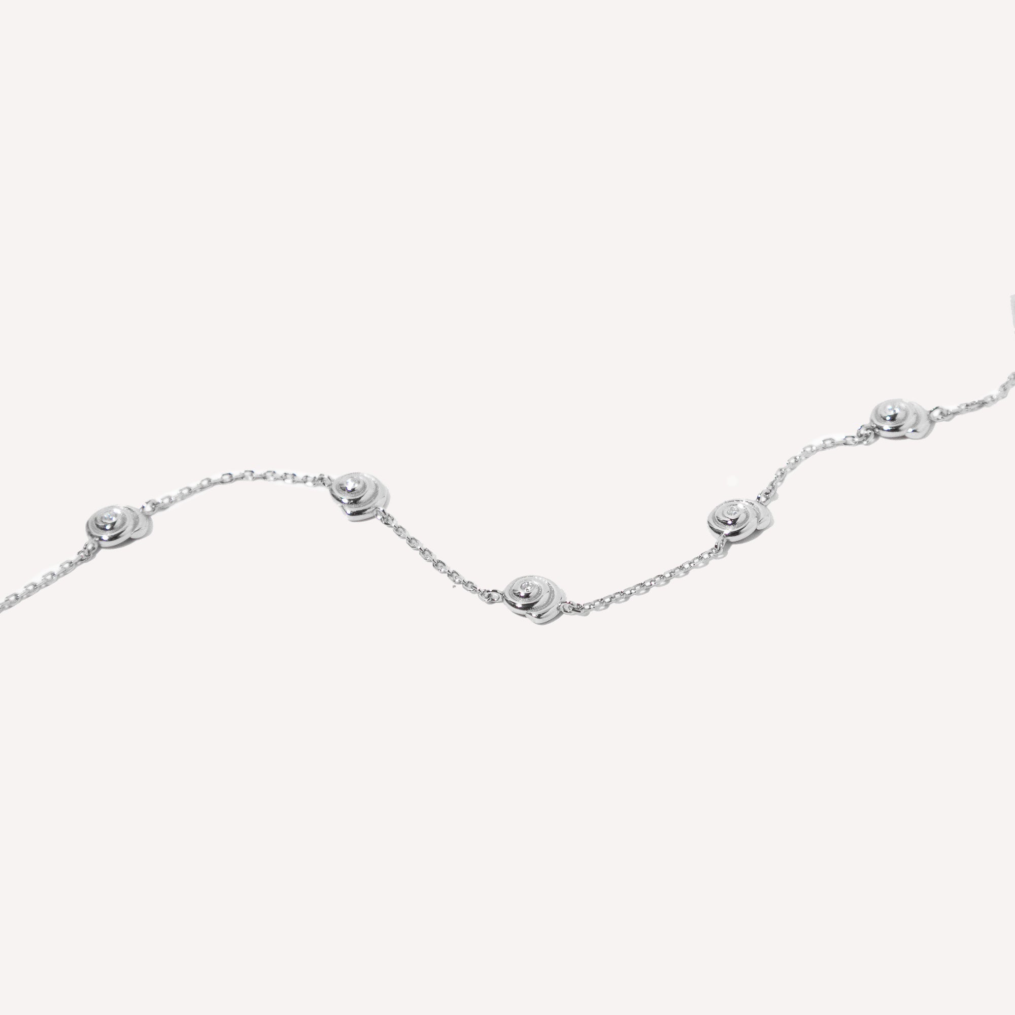 Shell Crystal Charm Bracelet in Silver