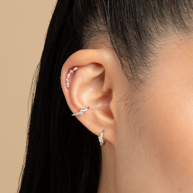 Navette Crystal Ear Cuff in Silver