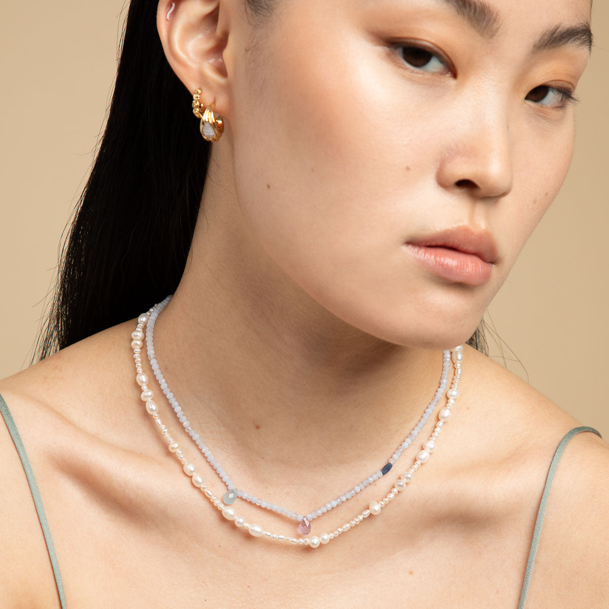 Serenity Gold Pearl Beaded Necklace | Astrid & Miyu Necklaces