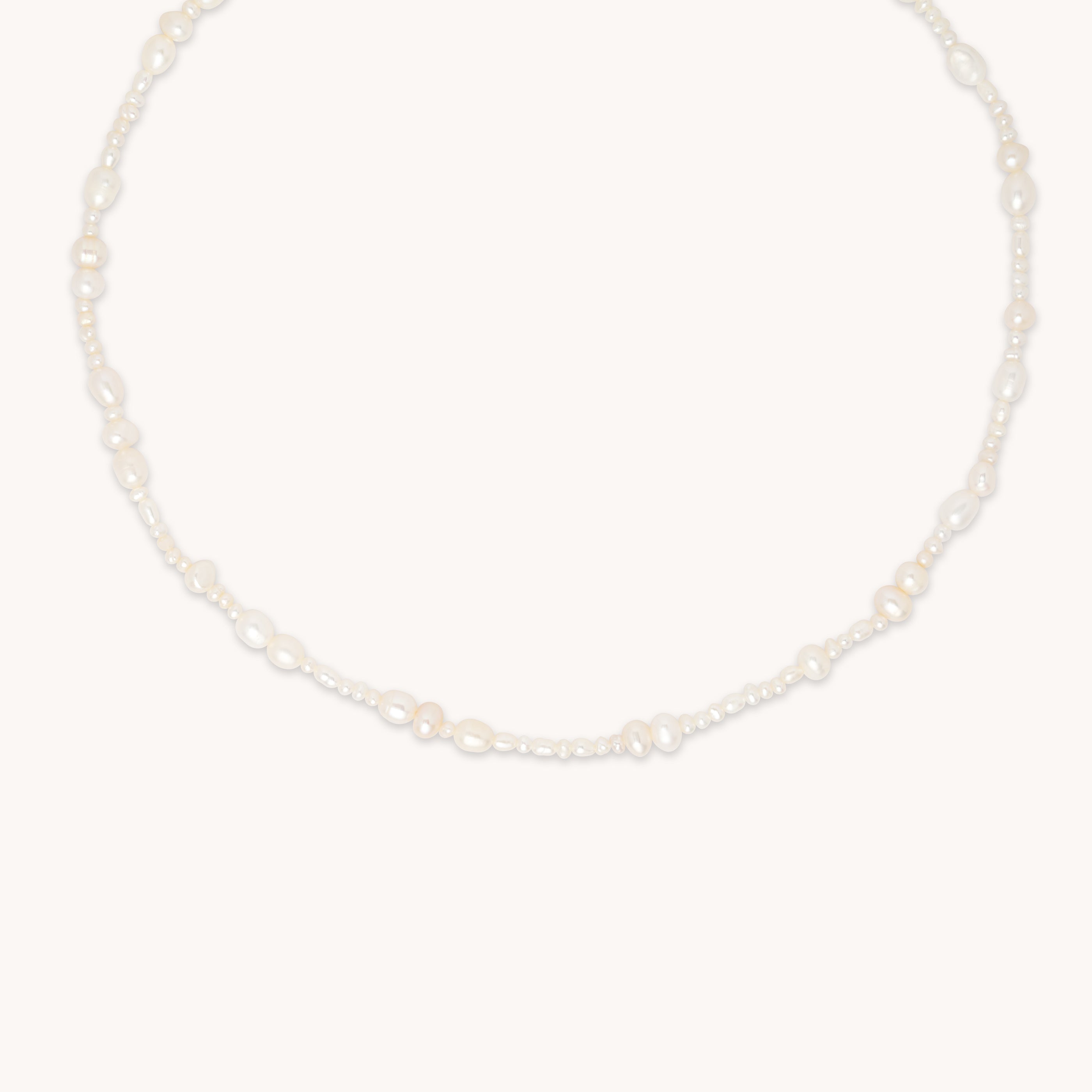 Serenity Pearl Beaded Necklace in Silver