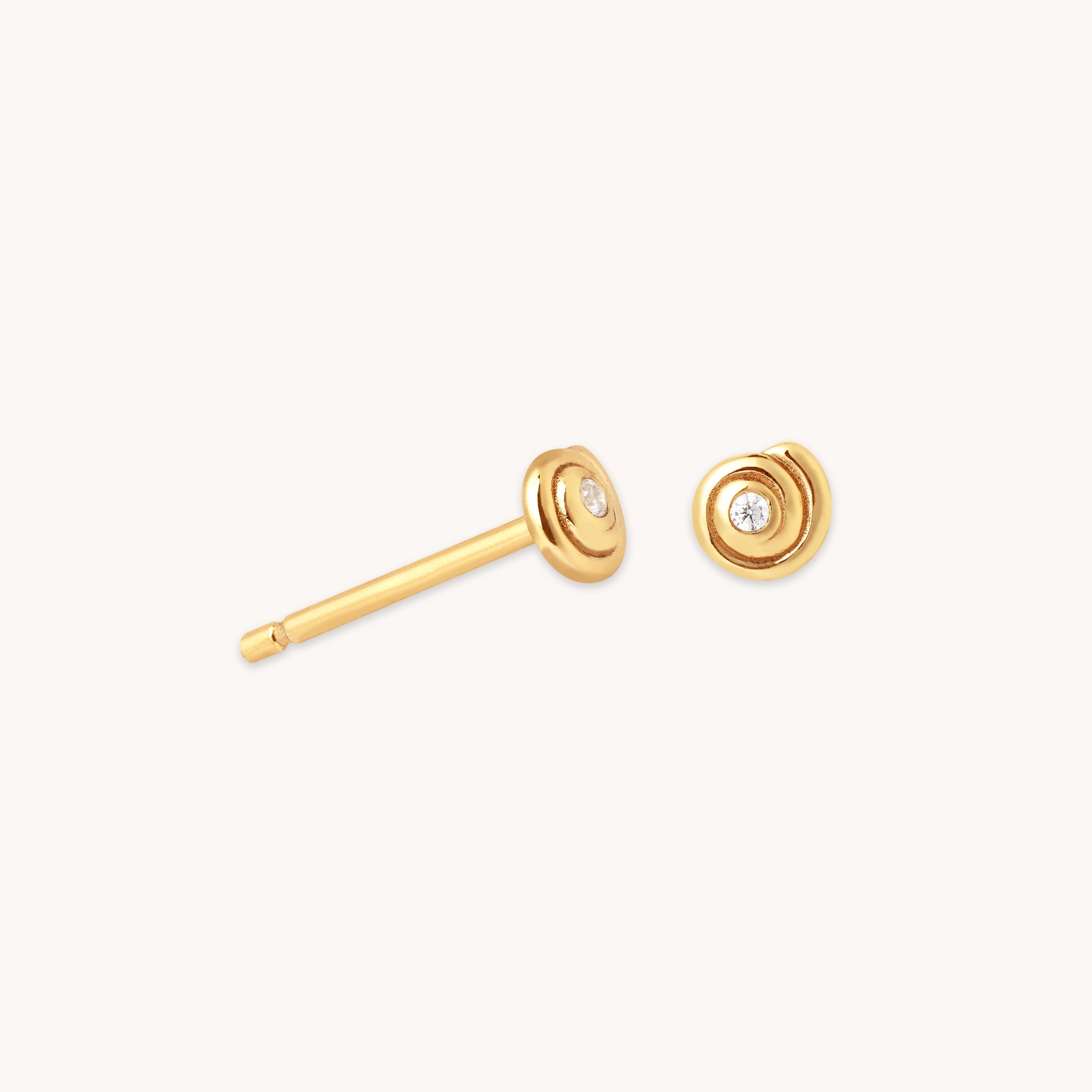 Shell Crystal Stud Earrings in Gold
