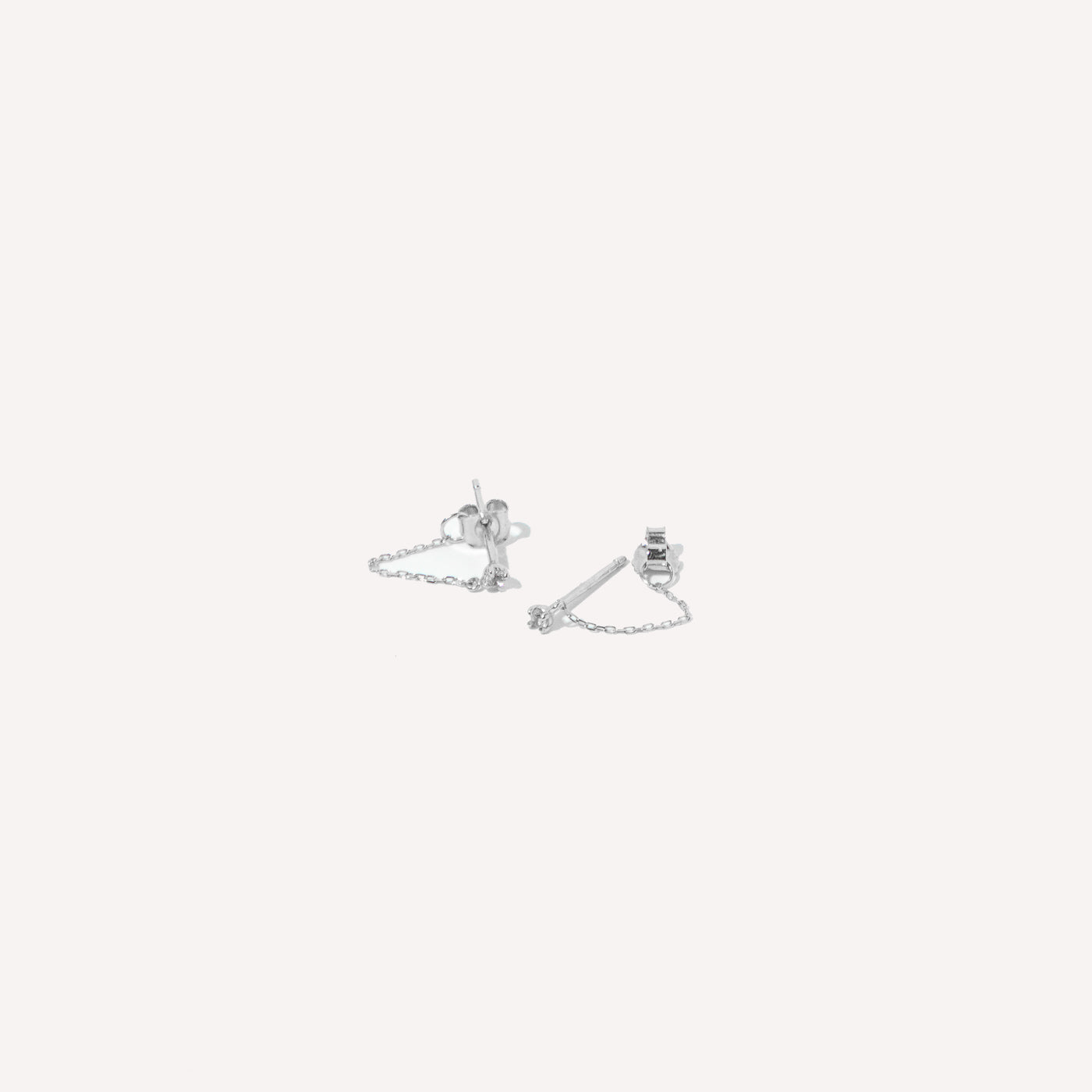 Topaz Chain Stud Earrings in Solid White Gold