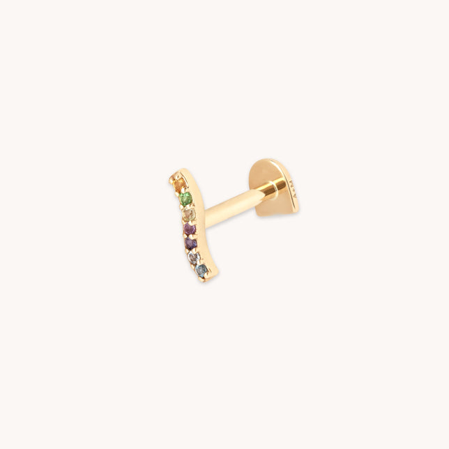 Ombré Wave Piercing Stud in Solid Gold