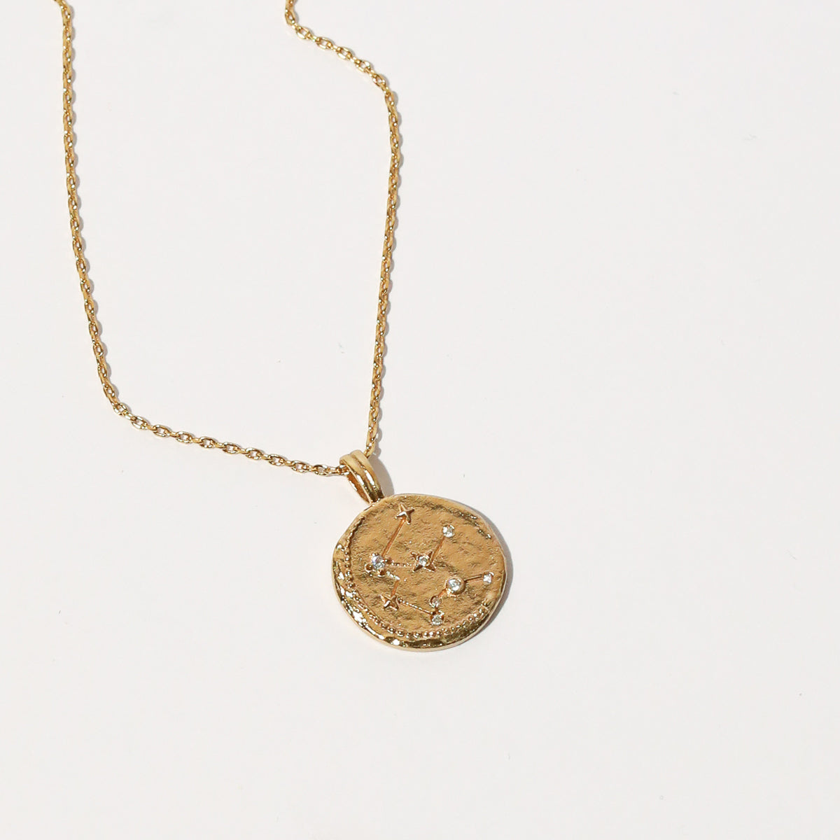 14K Yellow Gold Reversible Round Aquarius Zodiac Sign Pendant Necklace |  Jewelry America