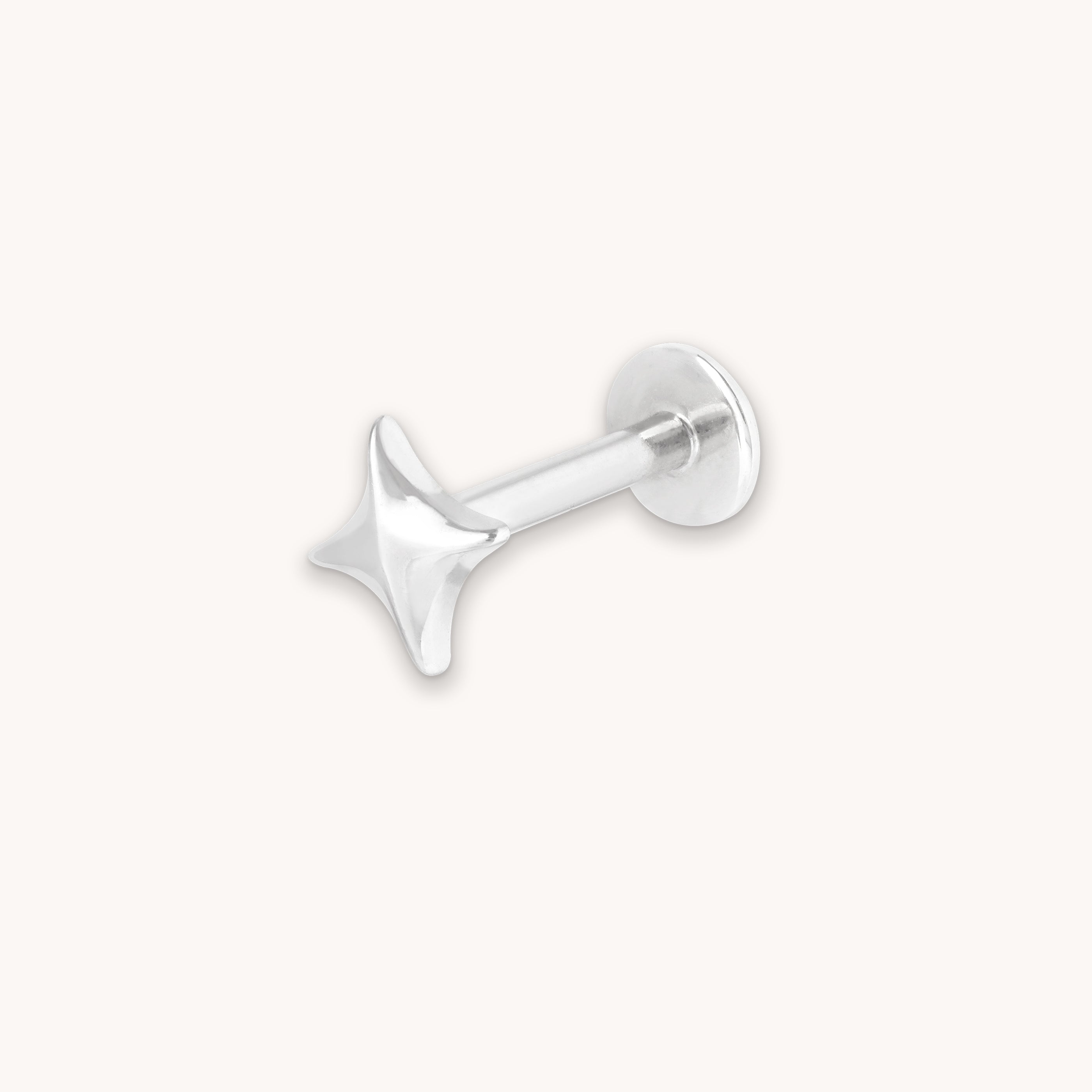Cosmic Star Piercing Stud in Solid White Gold