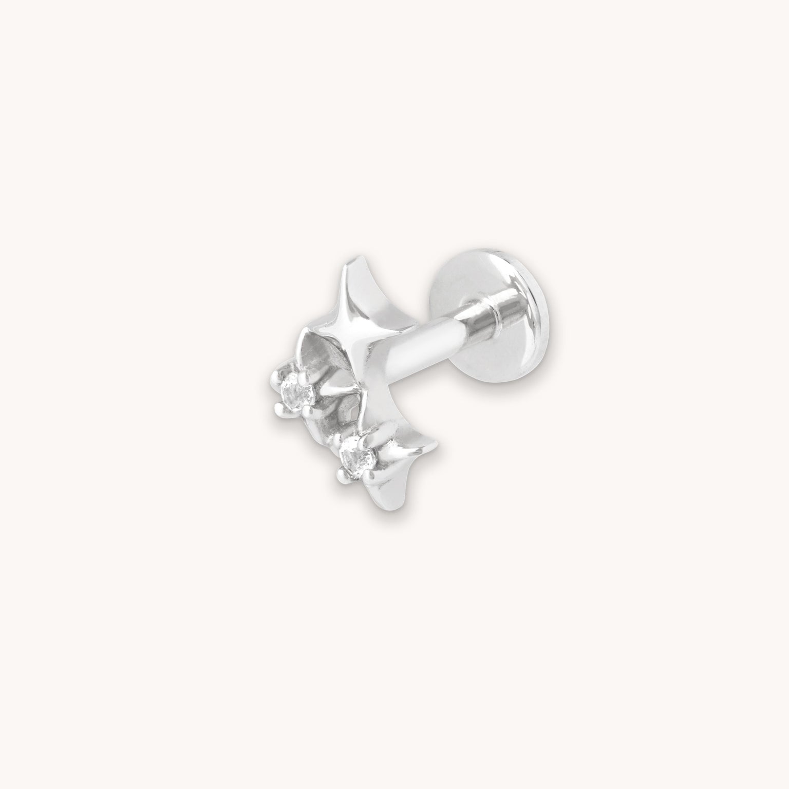 Cluster Star Piercing Stud in Solid White Gold