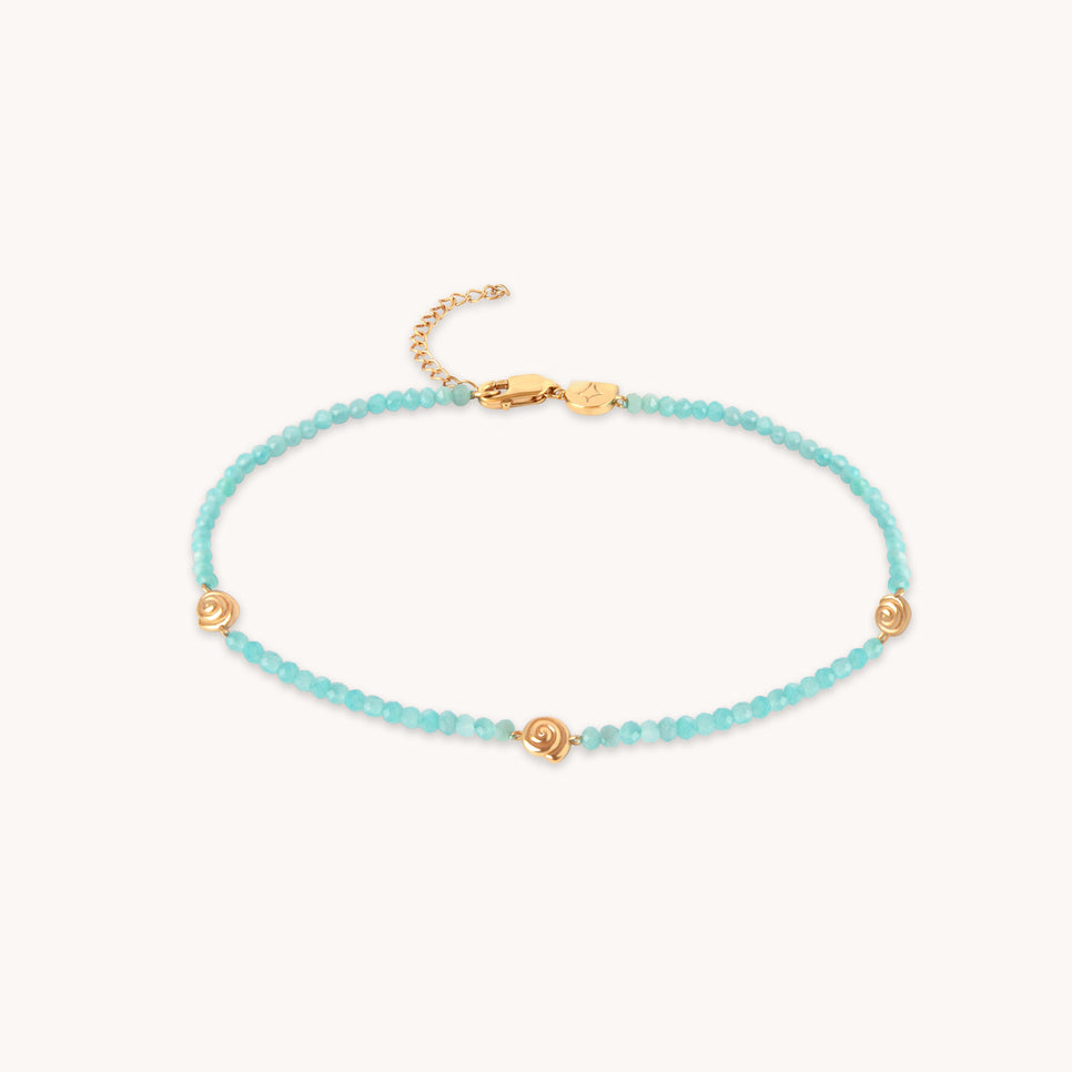 Amazonite Shell Anklet in Gold