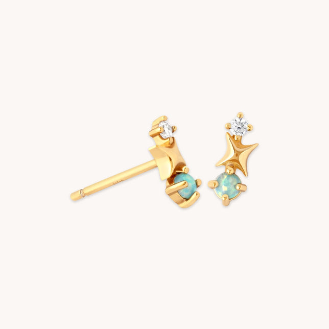 Cosmic Star Opal Stud Earrings in Gold