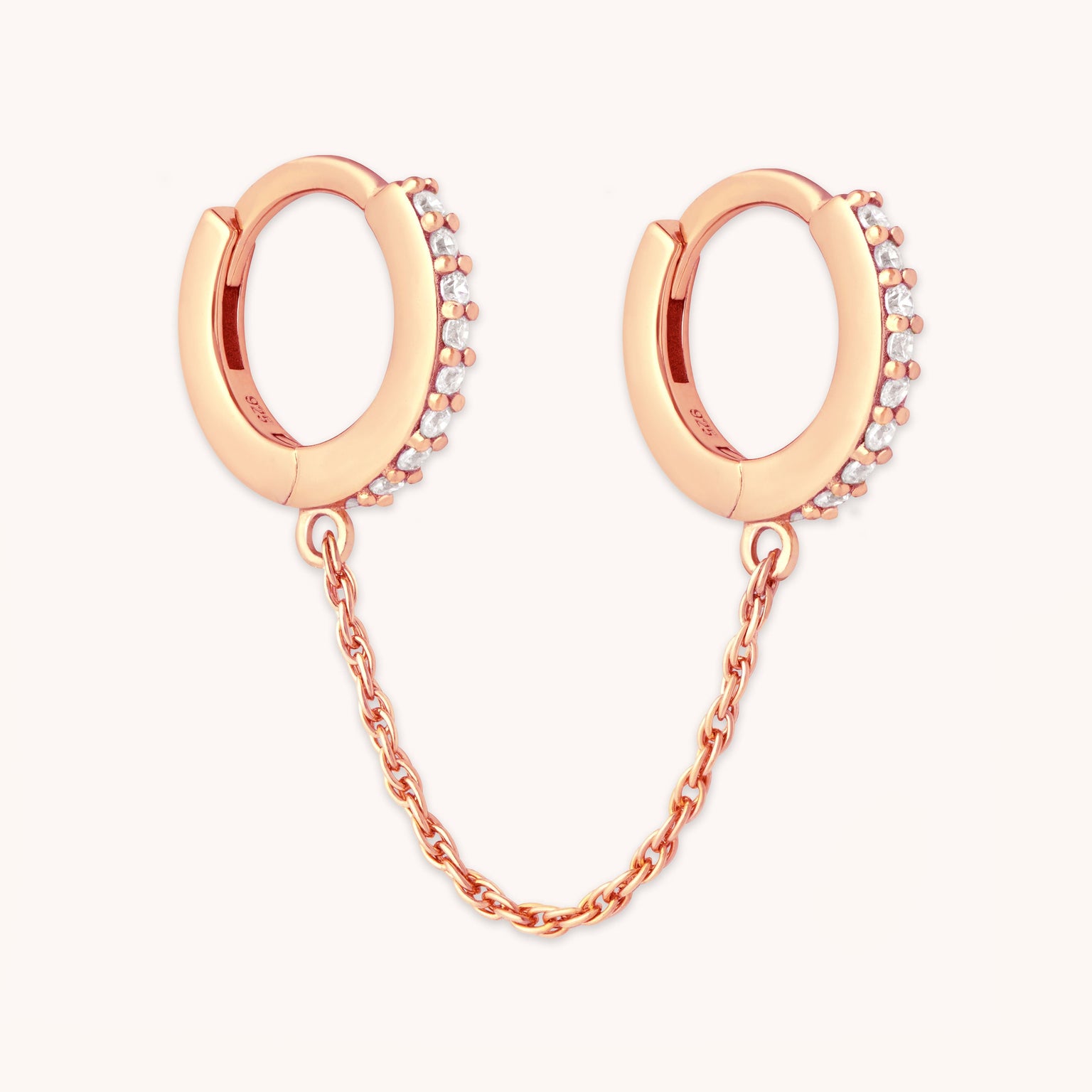 Chain Link Huggies in Rose Gold