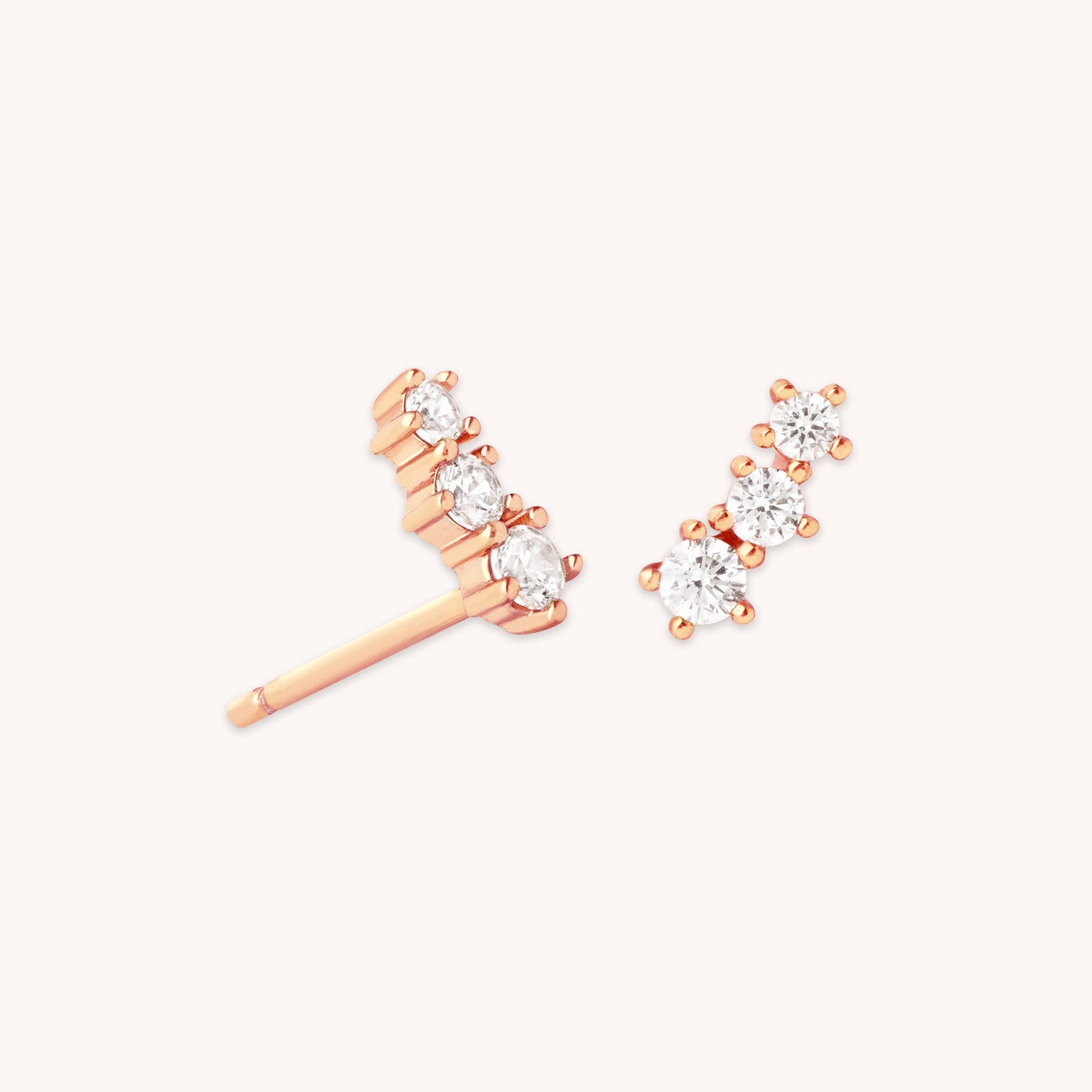 Glimmer Crystal Climber Stud Earrings in Rose Gold