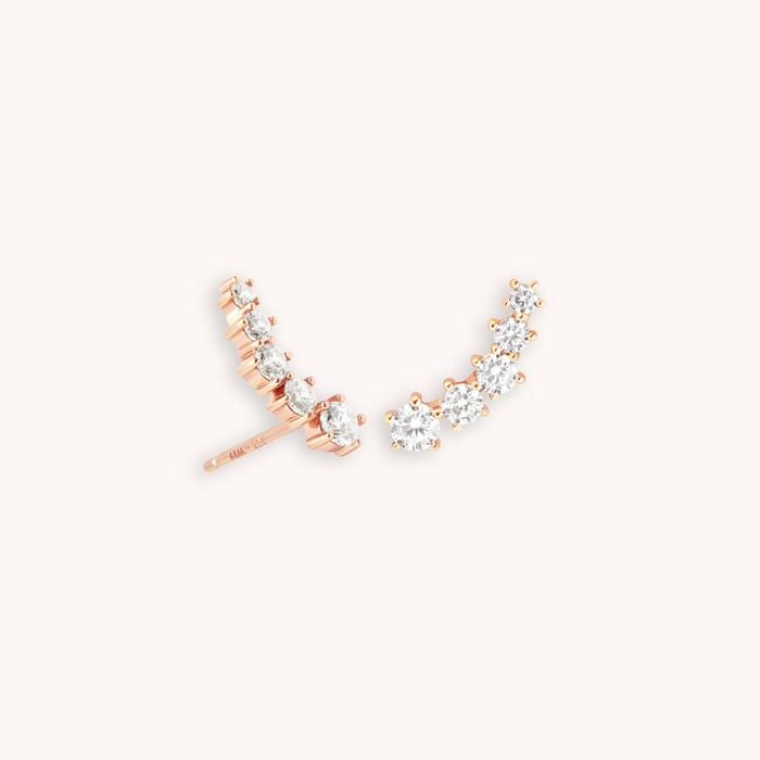 Illume Crystal Climber Stud Earrings in Rose Gold