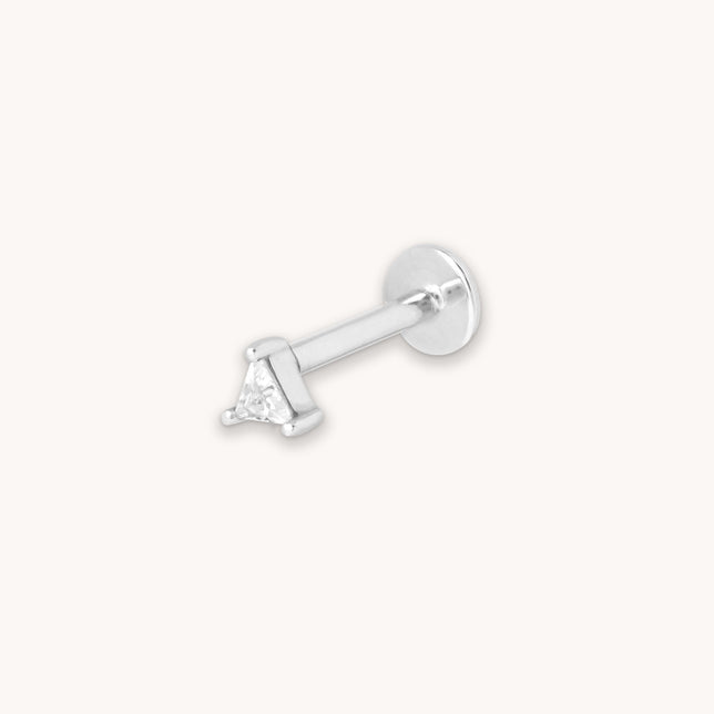 Triangle Piercing Stud 6mm in Solid White Gold
