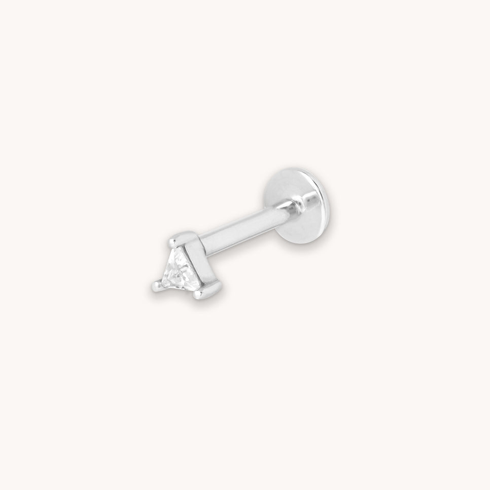 Triangle Piercing Stud 6mm in Solid White Gold