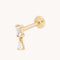 Baguette Charm Piercing Stud in Solid Gold