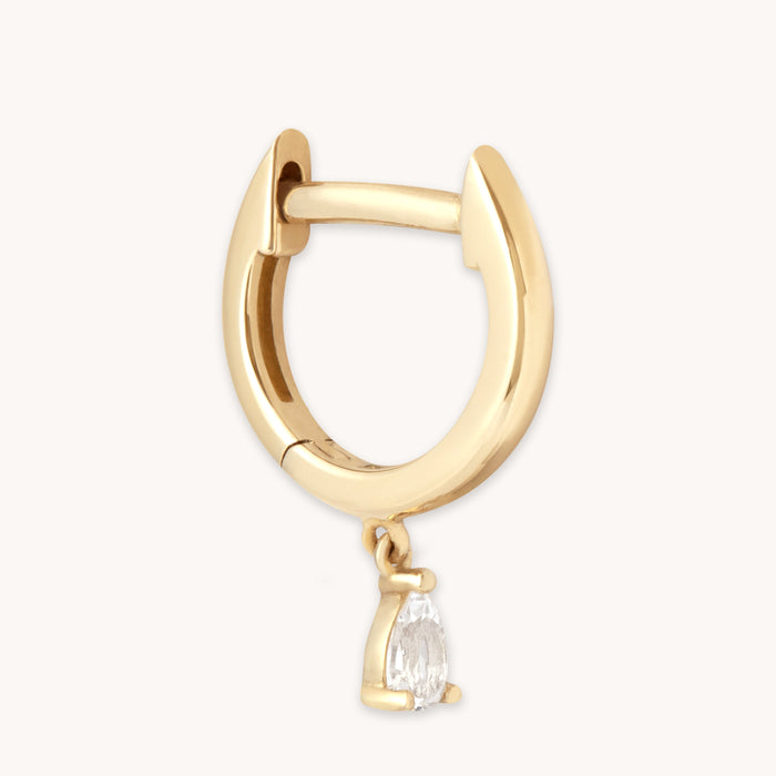 Teardrop Charm Piercing Hoop in Solid Gold