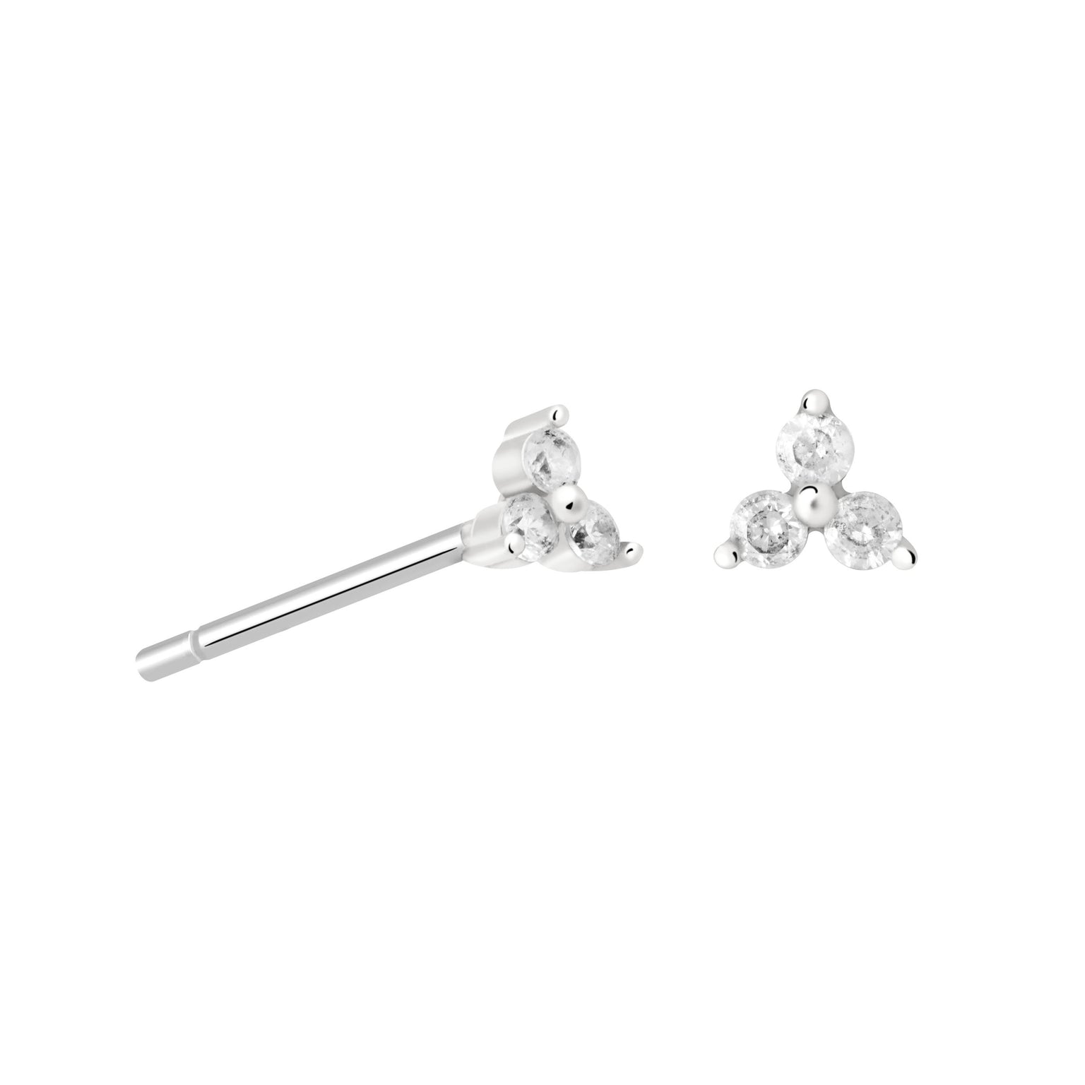 Triple Crystal Stud Earrings in Silver