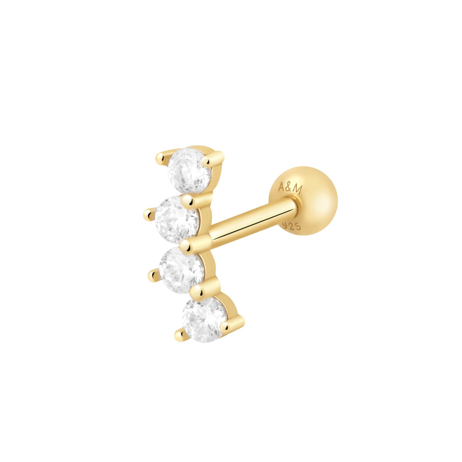 Curved Crystal Barbell in Gold