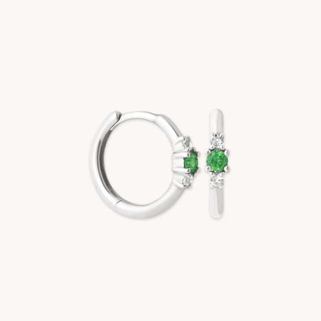 Tsavorite Hoops in Solid White Gold