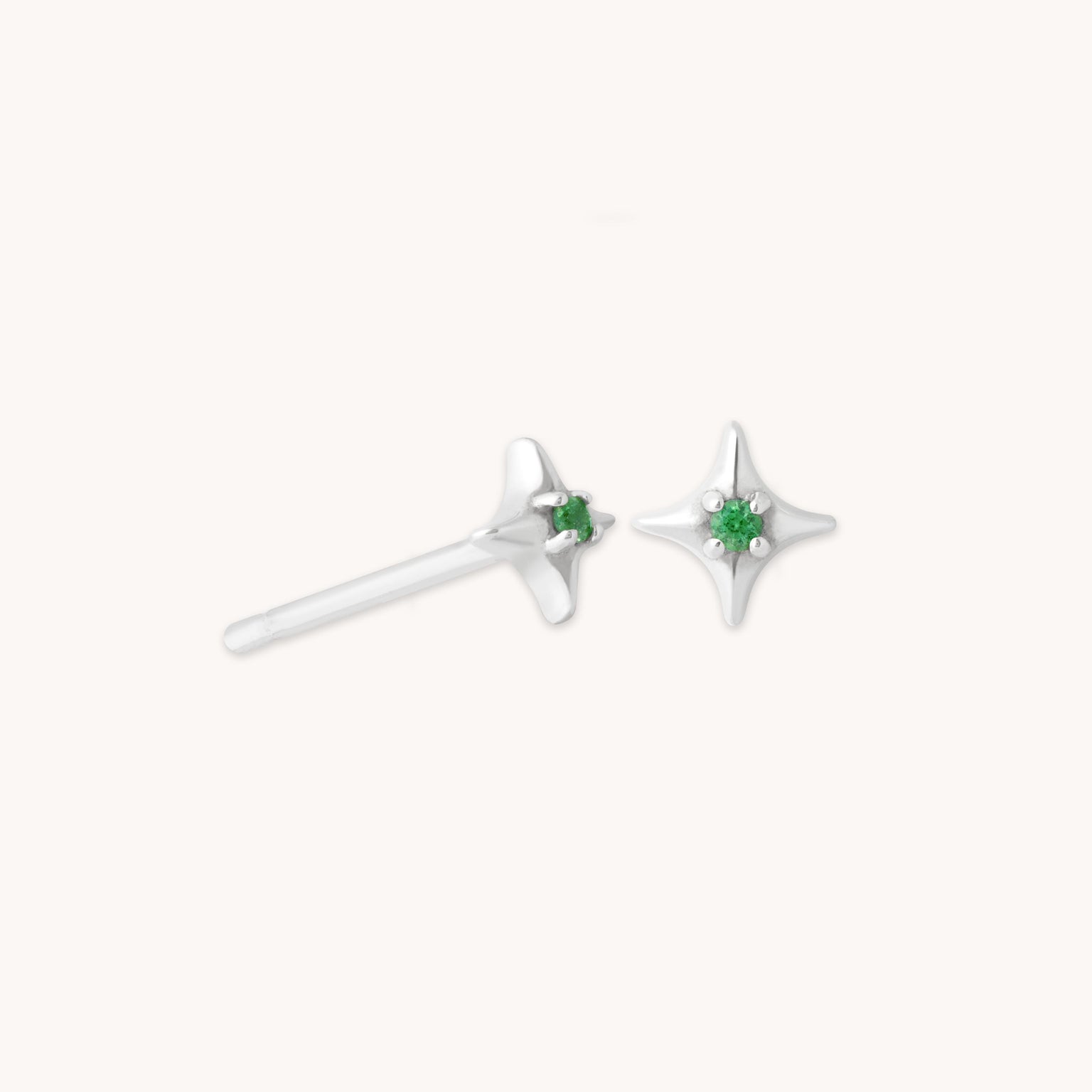 Tsavorite Stud Earrings in Solid White Gold