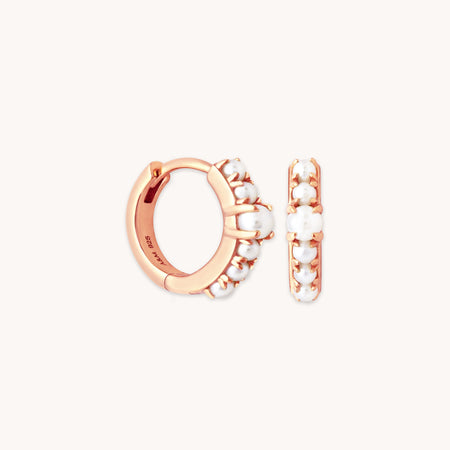 18K Rose Gold Diamond Huggy Hoop Earrings