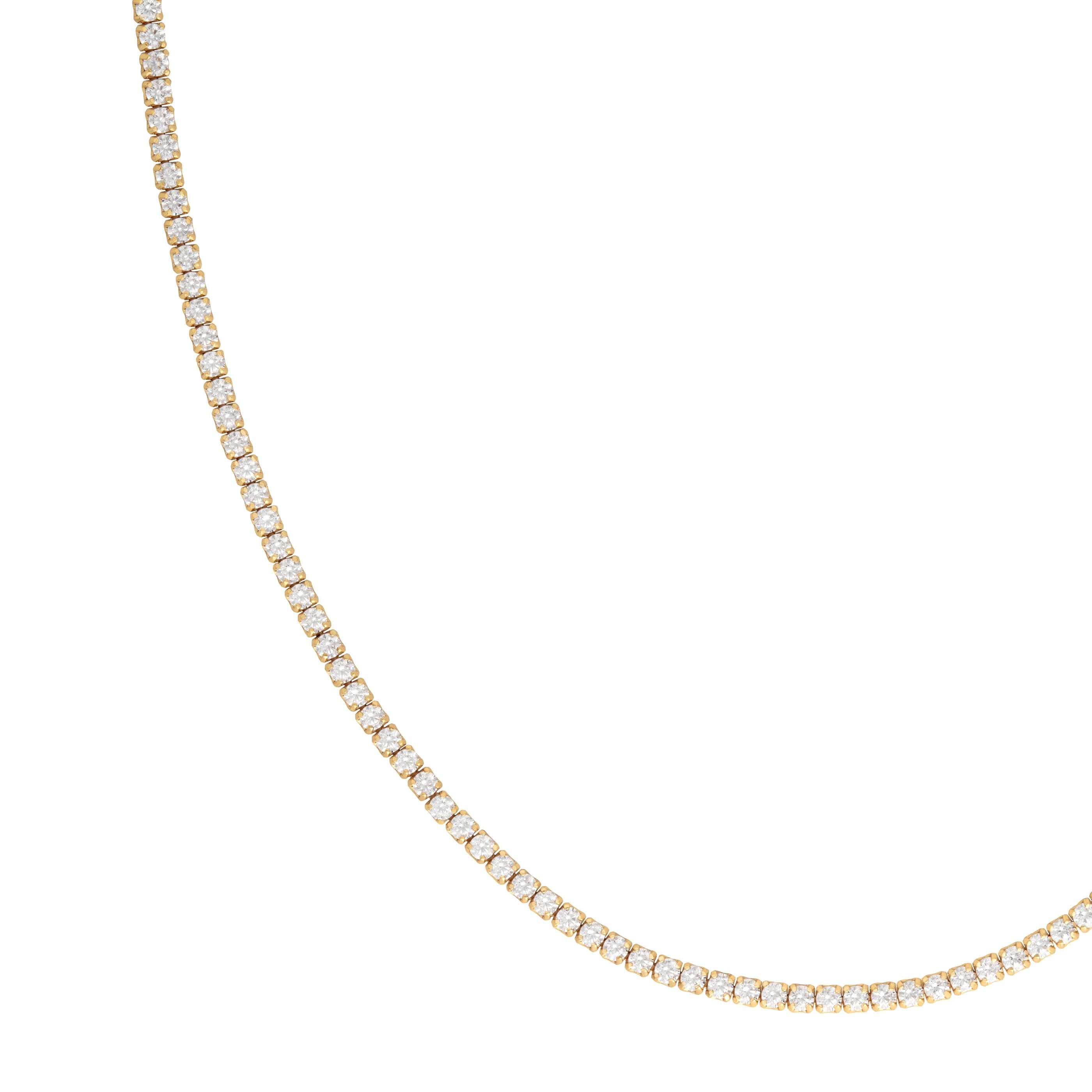 Close up shot of Tennis Chain Necklace in Gold